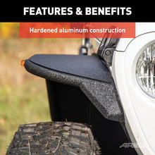 Load image into Gallery viewer, ARIES 1500203 Jeep Wrangler JL Black Aluminum Front Fender Flares for Select Jeep Wrangler