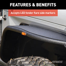 Load image into Gallery viewer, ARIES 1500203 Jeep Wrangler JL Black Aluminum Front Fender Flares for Select Jeep Wrangler