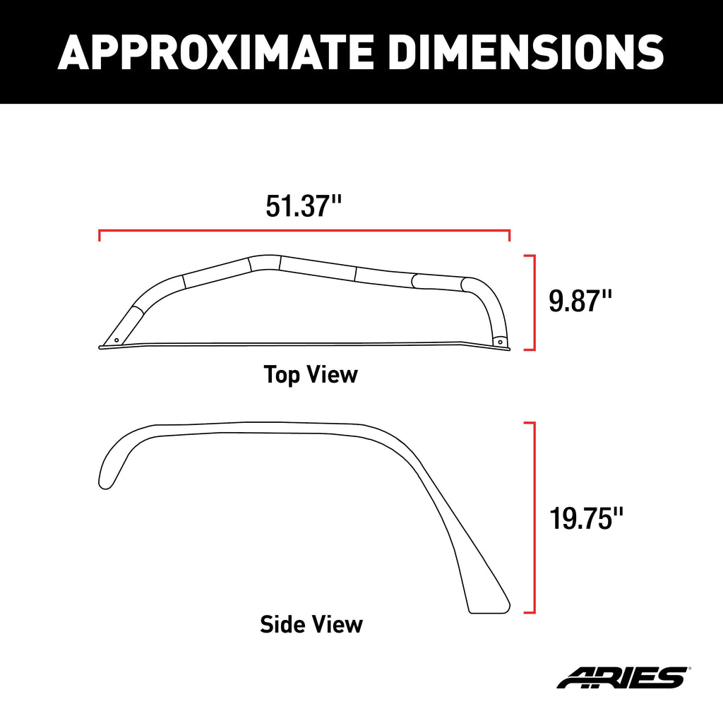 ARIES 1500211 Smooth Carbide Black Aluminum Front Jeep Wrangler JK Fender Flares for Off-Road-Style Wheels for Select Jeep Wrangler