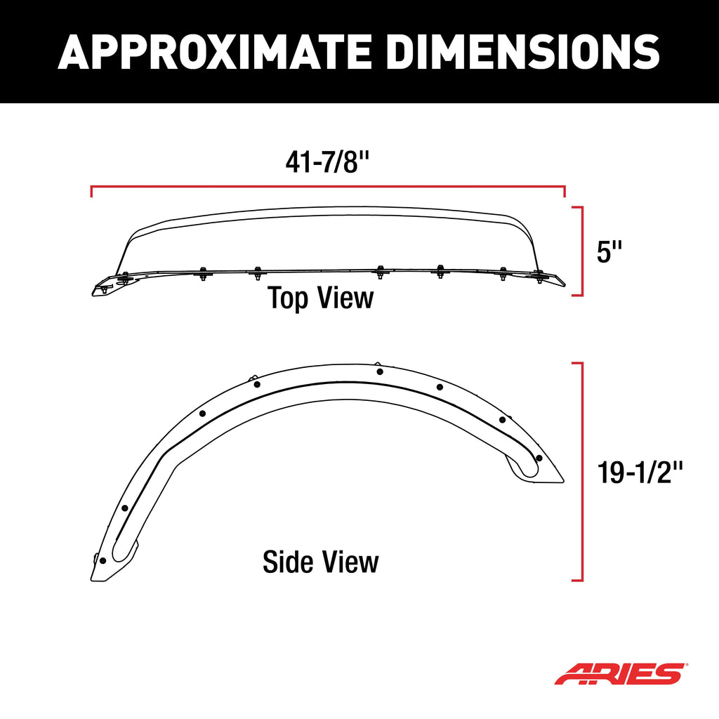 ARIES 1500302 Ford Bronco Smooth Black Aluminum Tubular-Style Front Wheel Fender Flares for 2-Door & 4-Door for Select Ford Bronco