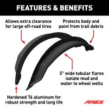 Load image into Gallery viewer, ARIES 1500302 Ford Bronco Smooth Black Aluminum Tubular-Style Front Wheel Fender Flares for 2-Door &amp; 4-Door for Select Ford Bronco