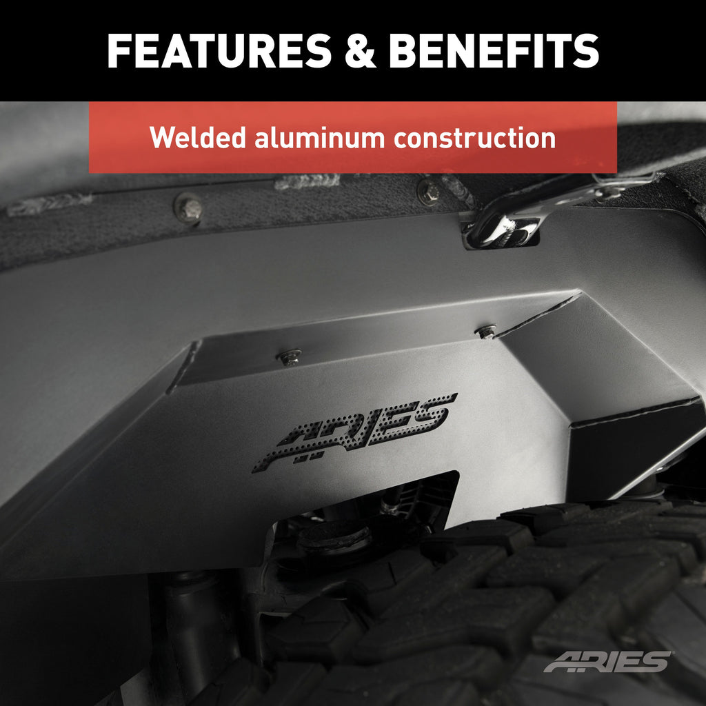 ARIES 1500350 Jeep Wrangler JK Aluminum Front Inner Fender Liners for Select Jeep Wrangler