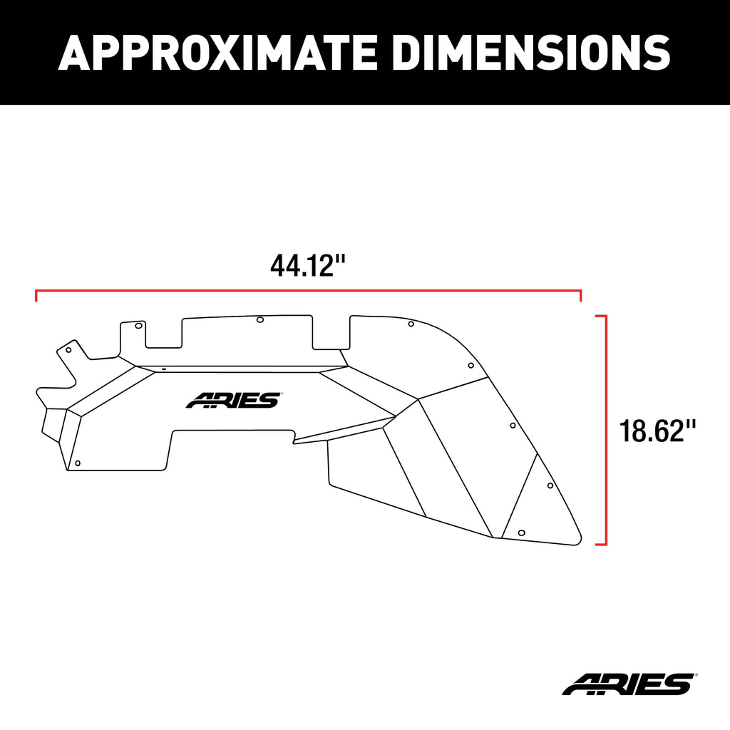 ARIES 1500550 Jeep Wrangler JL Aluminum Front Inner Fender Liners for Select Jeep Wrangler