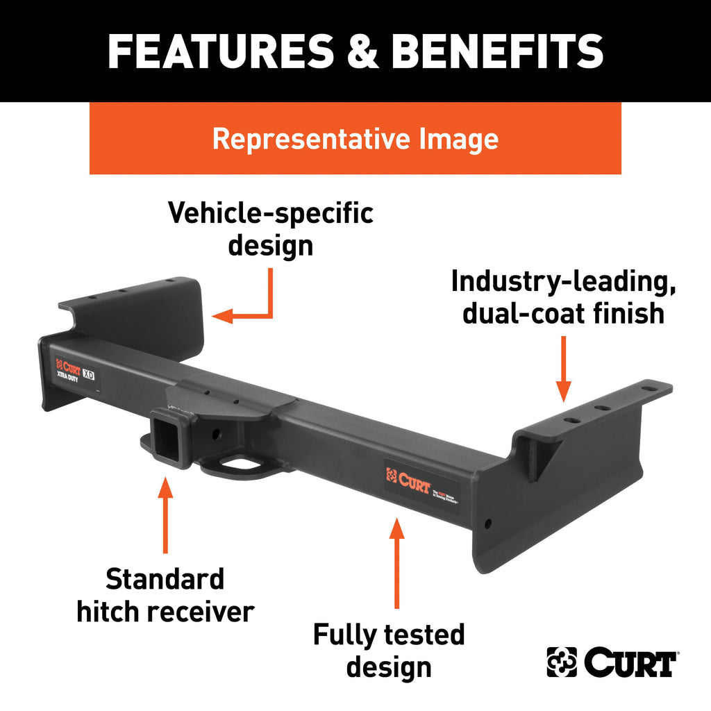 CURT 15007 Xtra Duty Class 5 Trailer Hitch, 2" Receiver, Select Silverado, Sierra HD