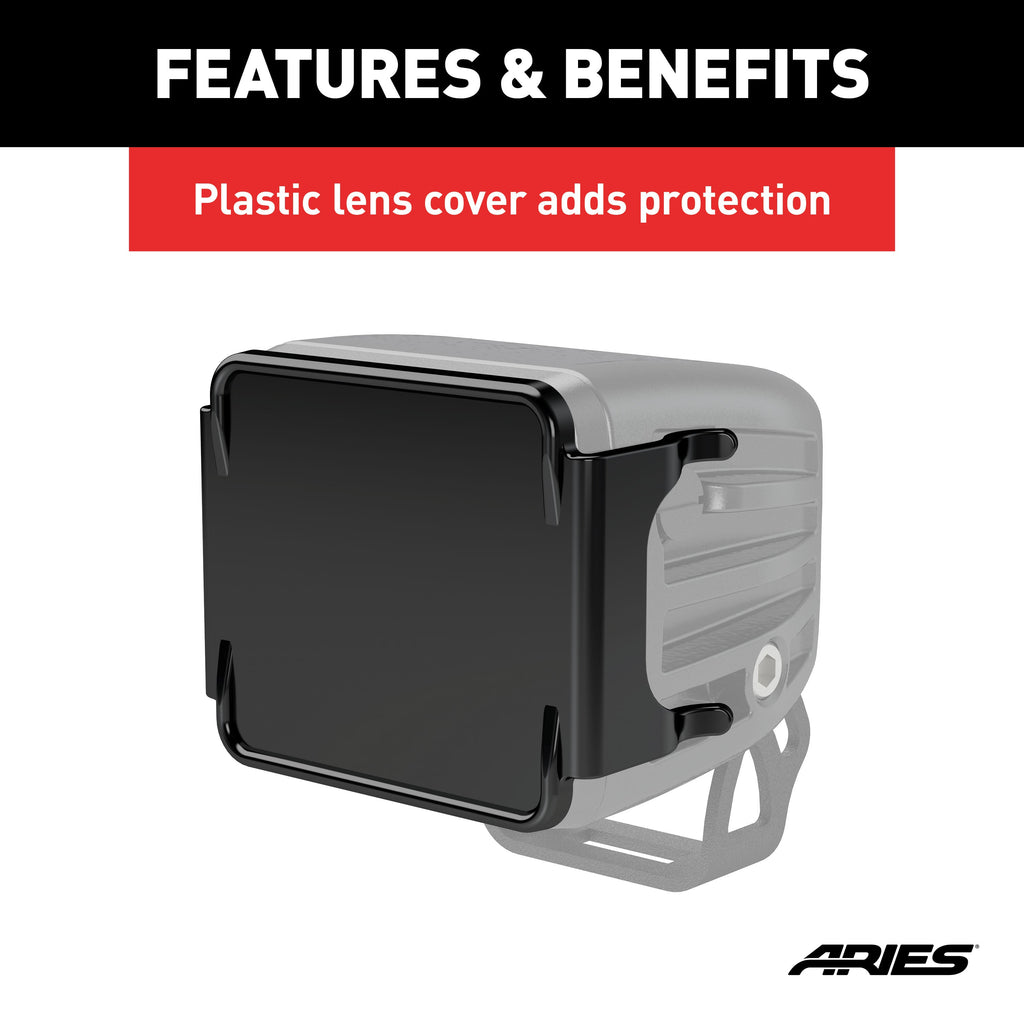 ARIES 1501253 ARIES 1501253 2-Inch Square LED Light Covers; 2-Pack - Truck Part Superstore