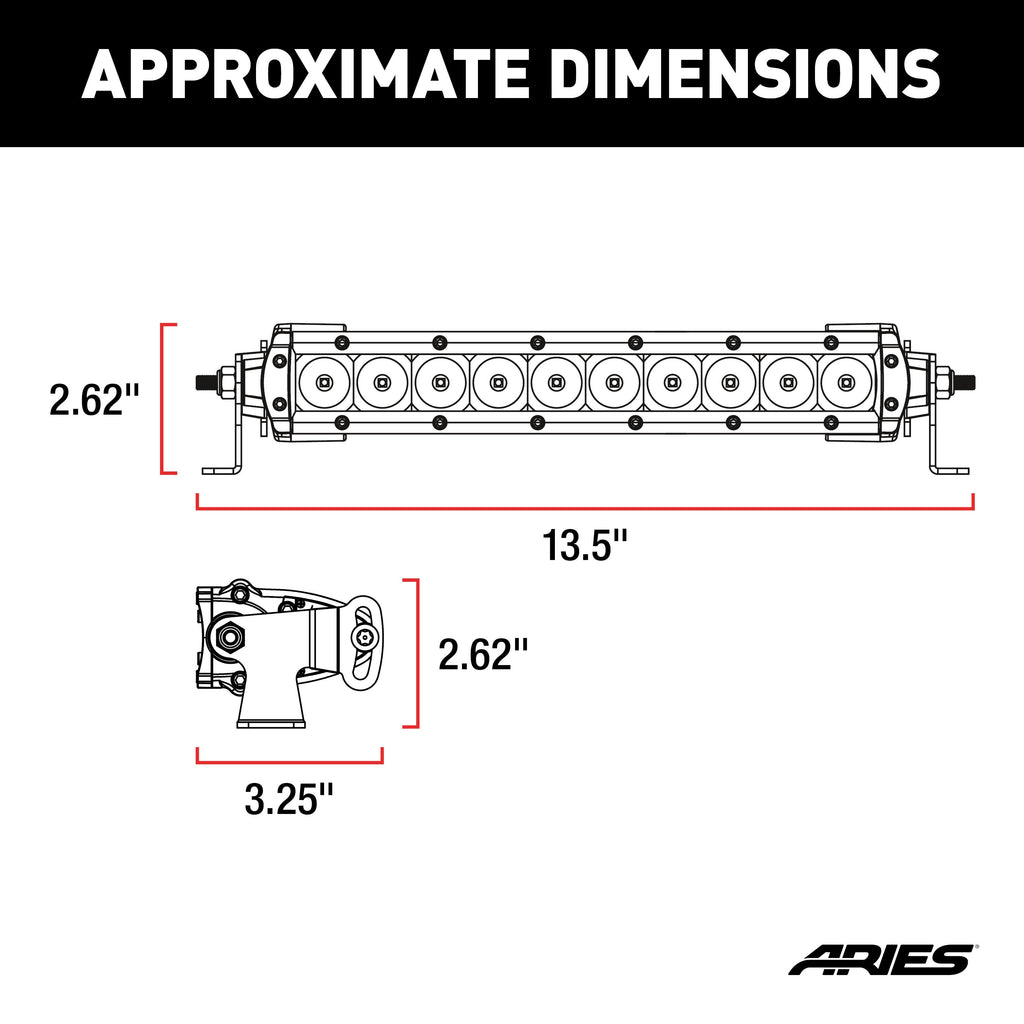 ARIES 1501260 10" Single-Row LED Light Bar (4,900 Lumens)