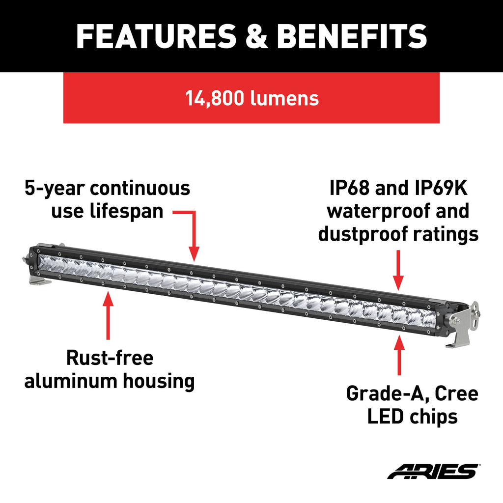 ARIES 1501264 30" Single-Row LED Light Bar (14,800 Lumens)