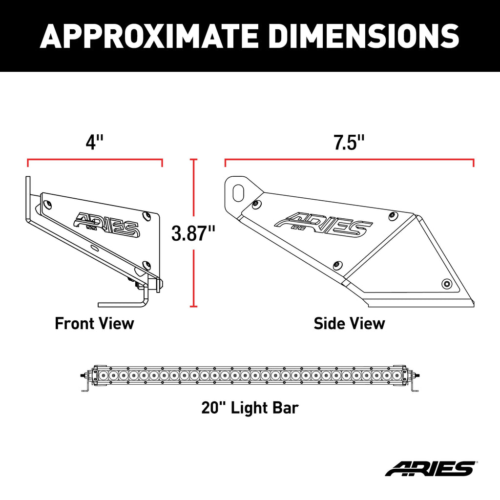ARIES 1501300 Jeep JK Hood Light and Brackets for Select Jeep Wrangler