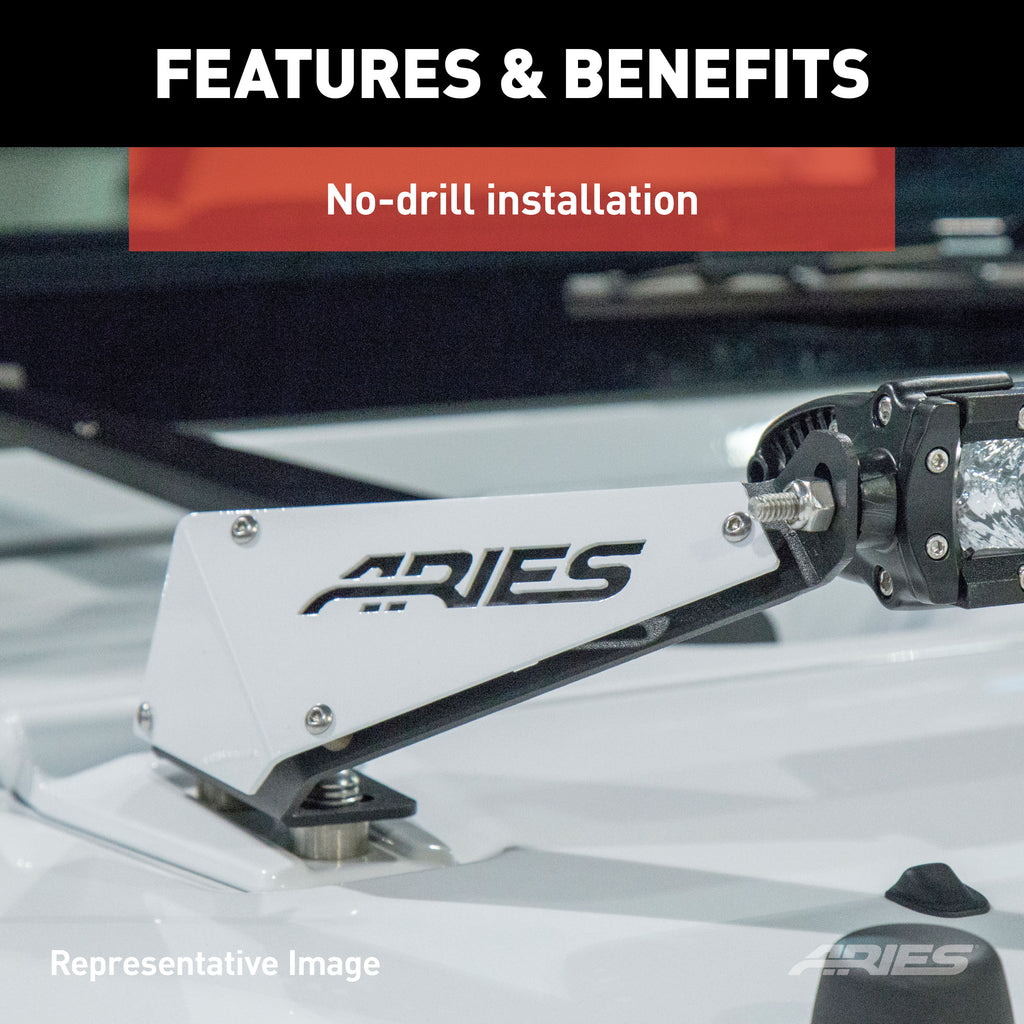 ARIES 1501300 Jeep JK Hood Light and Brackets for Select Jeep Wrangler