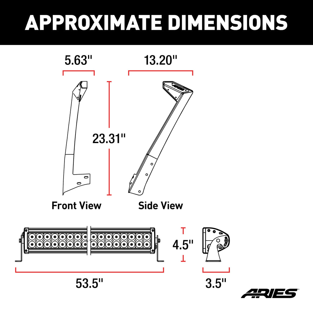 ARIES 1501301 Jeep JK Roof Light and Brackets for Select Jeep Wrangler