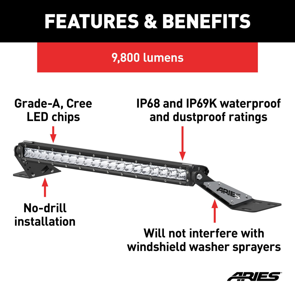 ARIES 1501302 Jeep TJ Hood Light and Brackets for Select Jeep Wrangler
