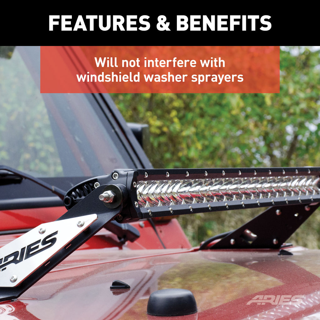 ARIES 1501302 Jeep TJ Hood Light and Brackets for Select Jeep Wrangler