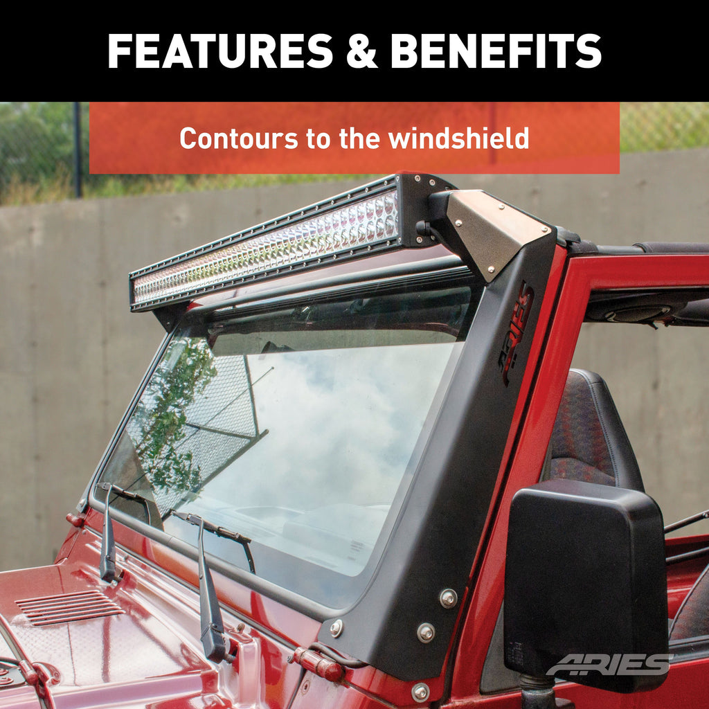 ARIES 1501303 Jeep TJ Roof Light and Brackets for Select Jeep Wrangler