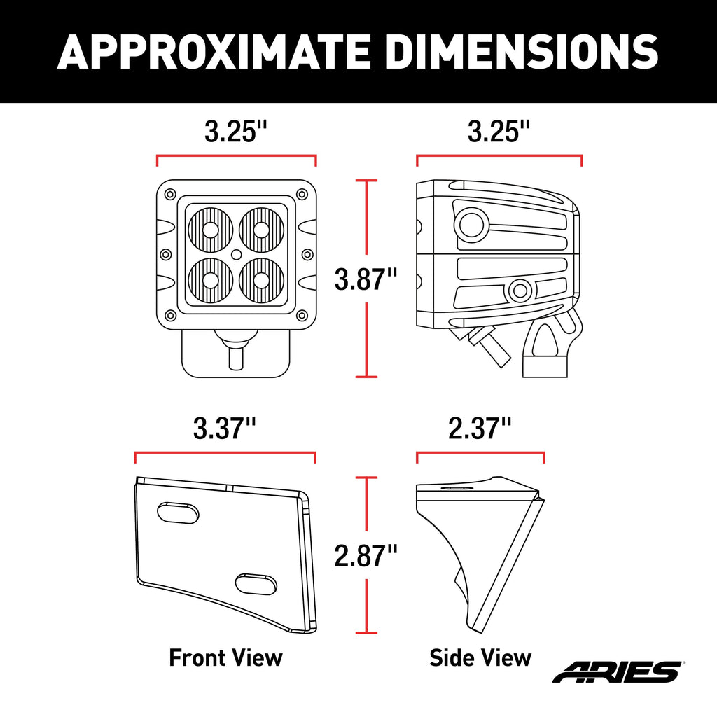 ARIES 1501304 Jeep JK Windshield Lights and Brackets for Select Jeep Wrangler