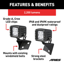 Load image into Gallery viewer, ARIES 1501304 Jeep JK Windshield Lights and Brackets for Select Jeep Wrangler