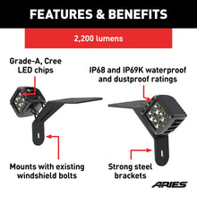 Load image into Gallery viewer, ARIES 1501305 Jeep Wrangler JL, Gladiator Windshield Lights and Brackets for Select Jeep Wrangler