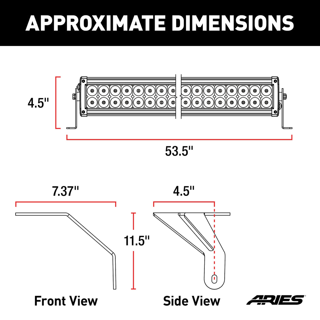 ARIES 1501306 Jeep Wrangler JL, Gladiator Windshield Light Bar and Brackets for Select Jeep Wrangler