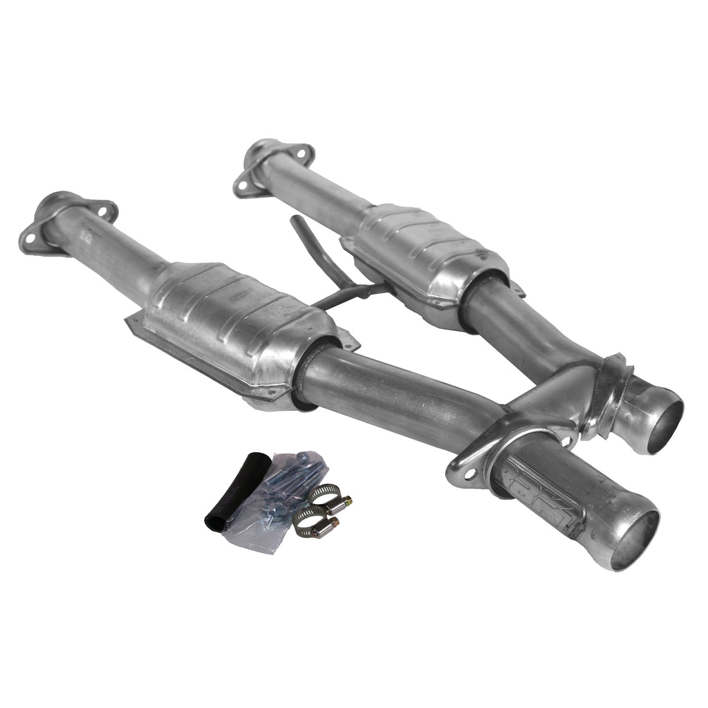 BBK Performance Parts 1509 1979-1993 MUSTANG 5.0 2.5 SHORT MID H PIPE W/CONVERTERS for Select Ford Mustang