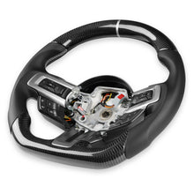 Load image into Gallery viewer, 1517-Mustang-Rekudo-Heated-Steering-Wheel-Carbon-Fiber-W-Leather-Grips-Blac