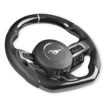 Load image into Gallery viewer, 1517-Mustang-Rekudo-Steering-Wheel-Carbon-Fiber-W-Leather-Grips-Black