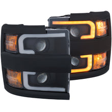 Load image into Gallery viewer, 1517-Silv-25003500Hd-Proj-Headlights-WPlank-Style-Switchback-Black-WAmber(Black-Rim)DrivPass