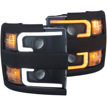 Load image into Gallery viewer, 1517-Silv-25003500Hd-Proj-Headlights-WPlank-Style-Switchback-Black-WAmber(Black-Rim)DrivPass