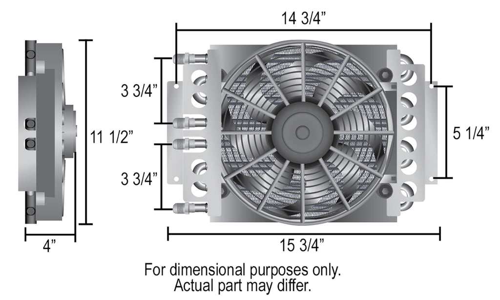 Derale 15220 4 & 4 Pass Dual Circuit Electra-Cool Remote Cooler, -8AN