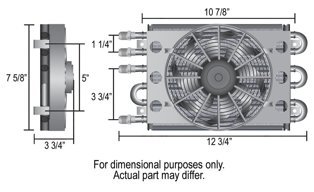 Derale 15230 4 & 2 Pass Dual Circuit Econo-Cool Remote Cooler, 1/2" Barb