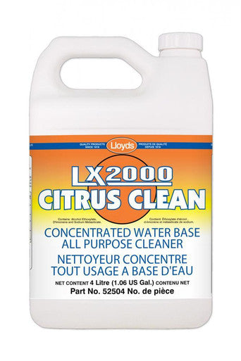 Lloyds 52504 Citrus Water Soluble Concentrated Cleaner Degreaser, 4 L