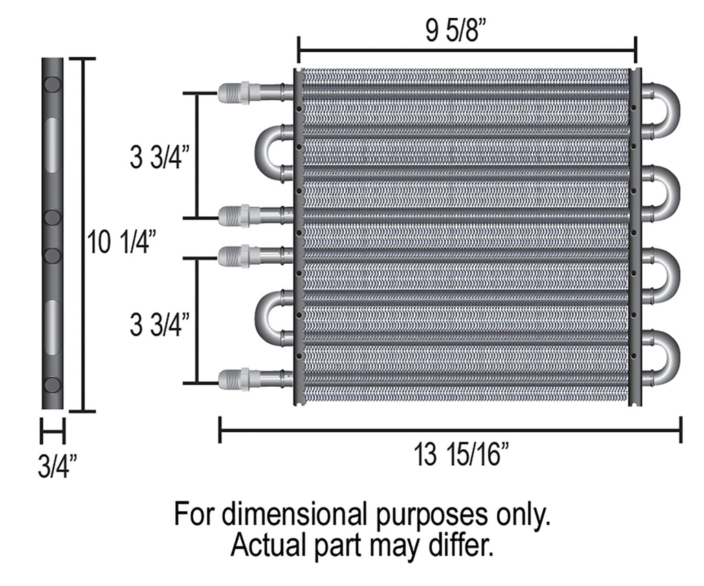 Derale 15321 4 & 4 Pass Dual Circuit Electra-Cool Replacement Cooler, -8AN