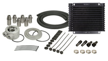 Load image into Gallery viewer, Derale 15405 13 Row Plate &amp; Fin Engine Oil Cooler Kit with Sandwich Adapter for Select Acura CL, Acura ILX, Acura MDX, Acura RDX, Acura RL, Acura RLX, Acura SLX, Acura TL, Acura TLX, Acura TSX, Acura Vigor, Acura ZDX, Alfa Romeo 164, Alfa Romeo Milano,