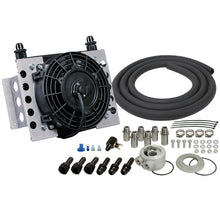 Load image into Gallery viewer, Derale 15450 15 Row Atomic Cool Plate &amp; Fin Remote Engine Oil Cooler Kit, -8AN