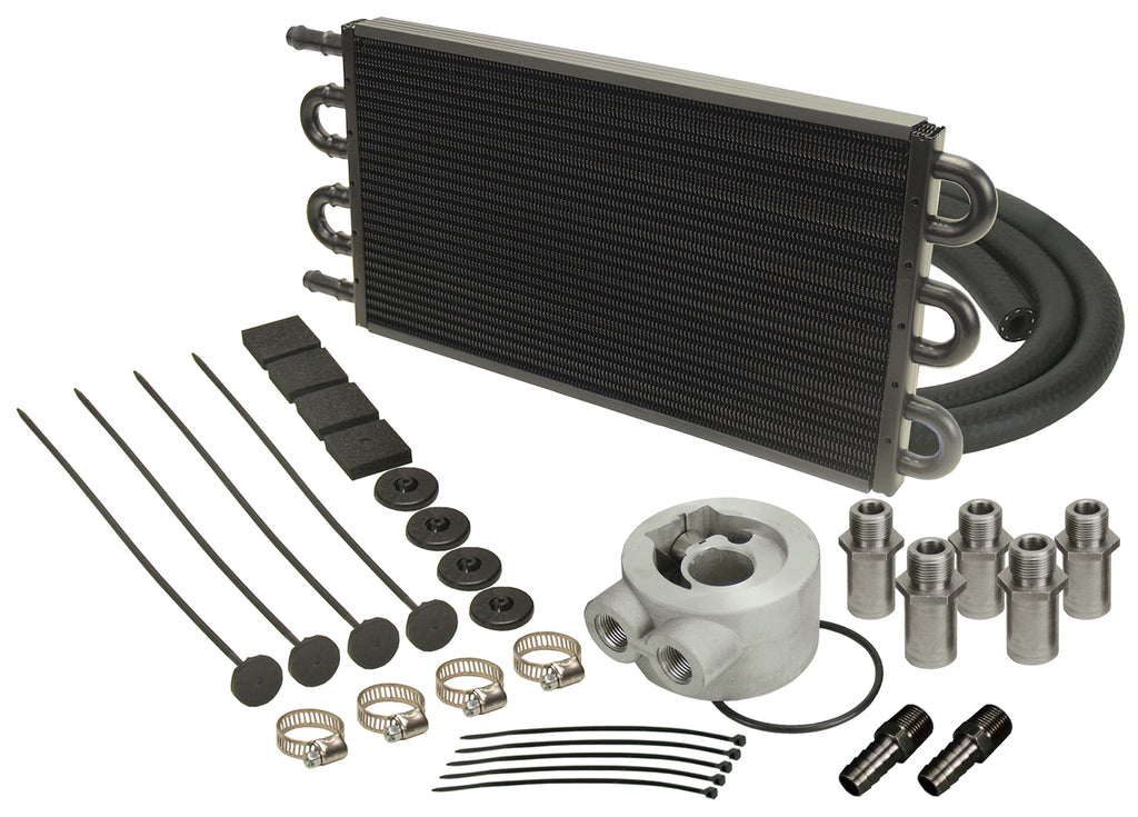 Derale 15502 6 Pass Series 7000 Alum/Copper Universal Engine Oil Cooler Kit Sandwich Adapter for Select Acura CL, Acura CSX, Acura EL, Acura ILX, Acura Integra, Acura RSX, Alfa Romeo Spider, American Motors Concord, American Motors Gremlin, American