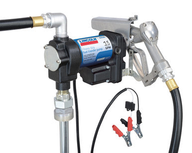 Lincoln Industrial 1550 Fuel Transfer Pump, 12 V DC, Delivery Rate 15 Gal./Min, 13 Ft. Anti-Static Commercial Grade Hose