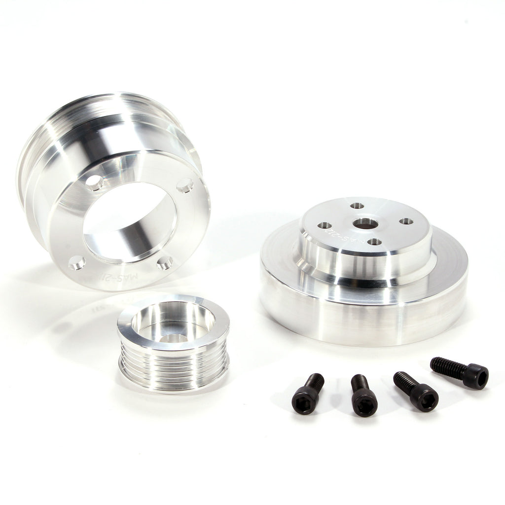 BBK Performance Parts 1553 1979-1993 MUSTANG 5.0 3 PC UNDER DRIVE PULLEY KIT BILLET ALUMINUM for Select Ford Mustang