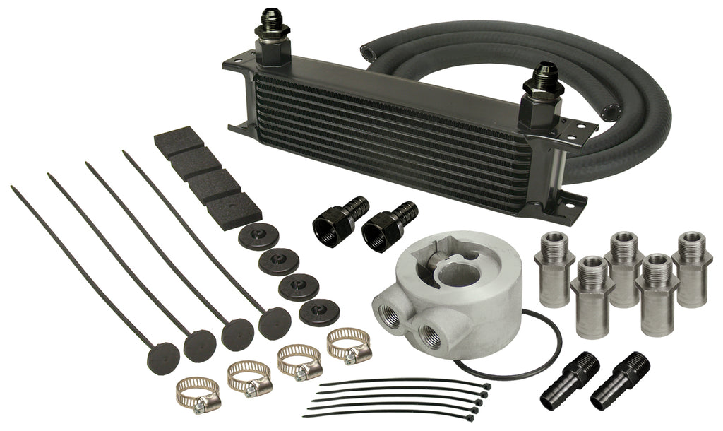 Derale 15602 10 Row Series 10000 Stack Plate Universal Engine Oil Cooler Kit Sandwich Adapter for Select AM General Hummer, American Motors Concord, American Motors Eagle, American Motors Rebel, American Motors Spirit, Audi A4, Audi RS6, Avanti II, Buick