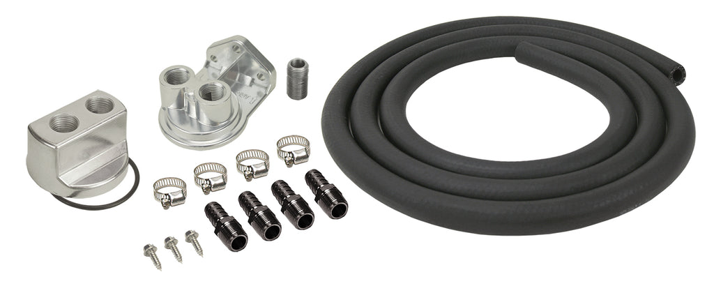 Derale 15715 Engine Oil Filter Relocation Kit, 1/2" NPT Ports with 3/4"-16 Engine Thread Size