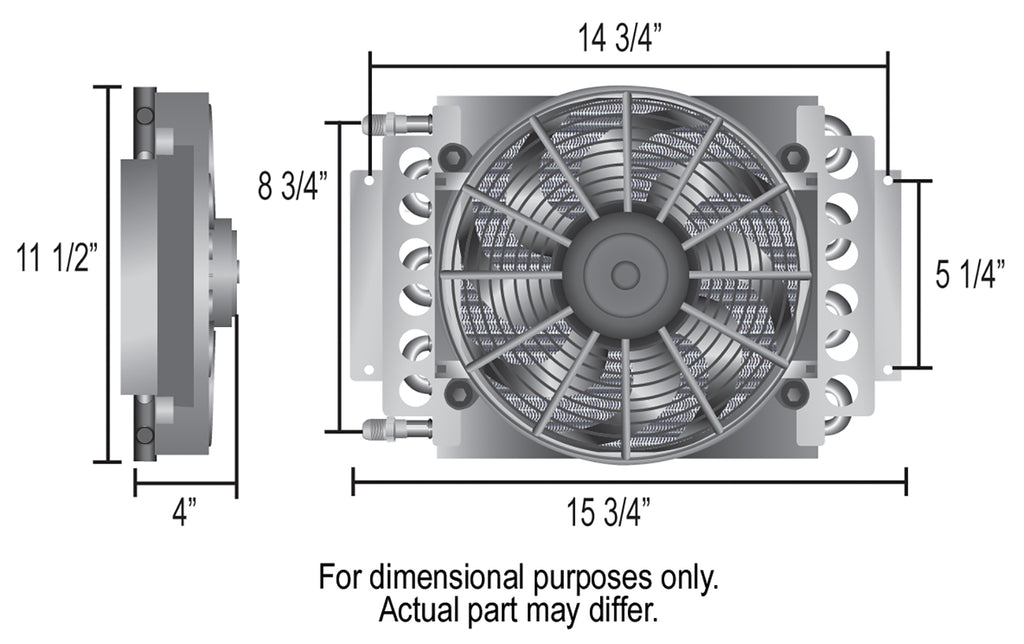Derale 15820 8 Pass Electra-Cool Remote Cooler, -8AN Inlets