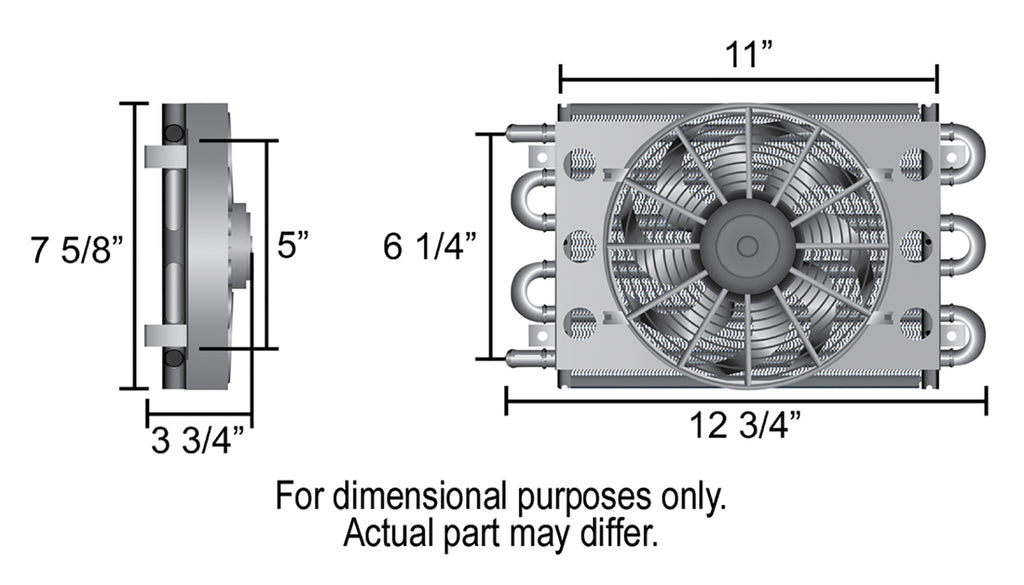 Derale 15830 6 Pass Econo-Cool Remote Fluid Cooler, 1/2"