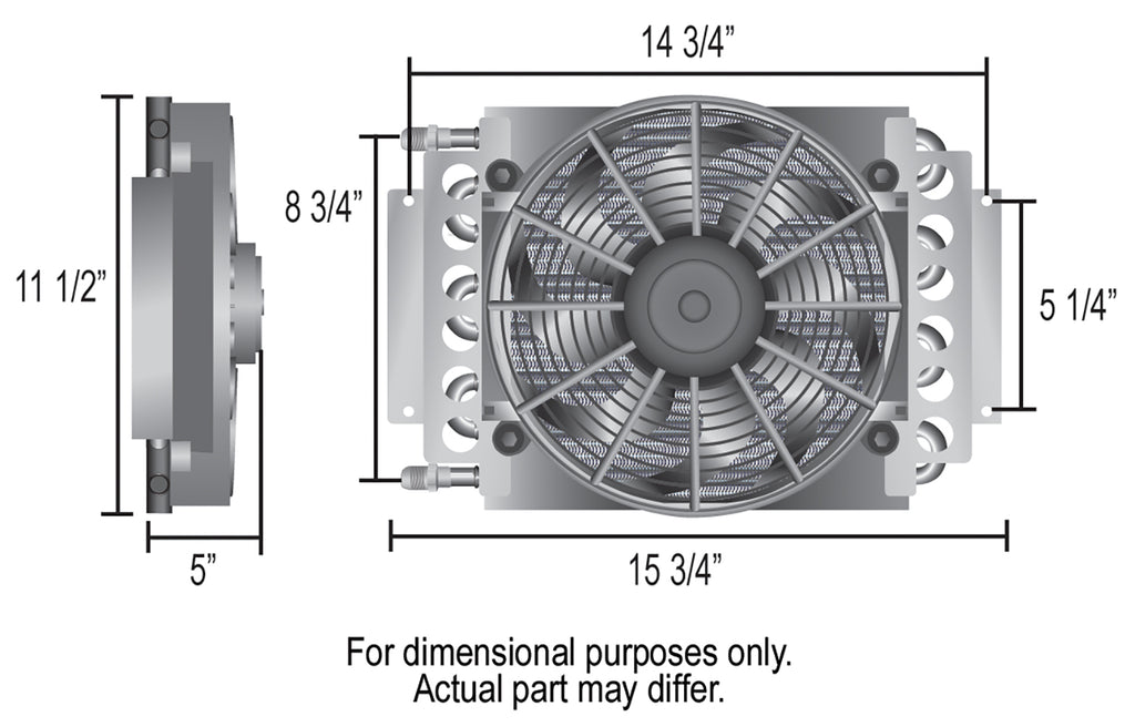 Derale 15900 16 Pass Electra-Cool Remote Transmission Cooler Kit, -8AN Inlets for Select Dodge B200