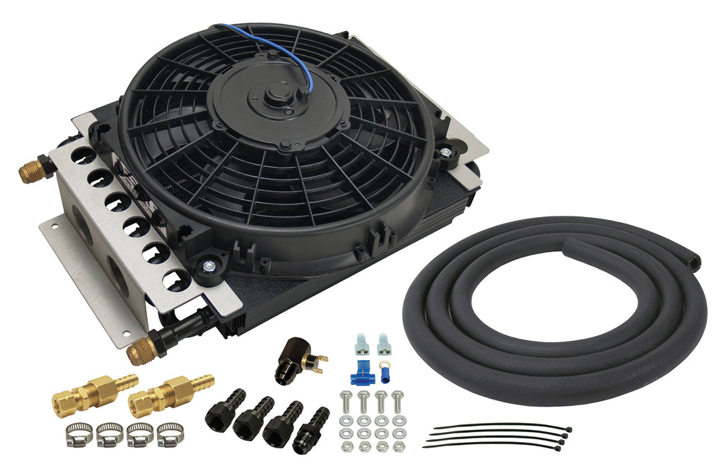 Derale 15900 16 Pass Electra-Cool Remote Transmission Cooler Kit, -8AN Inlets for Select Dodge B200