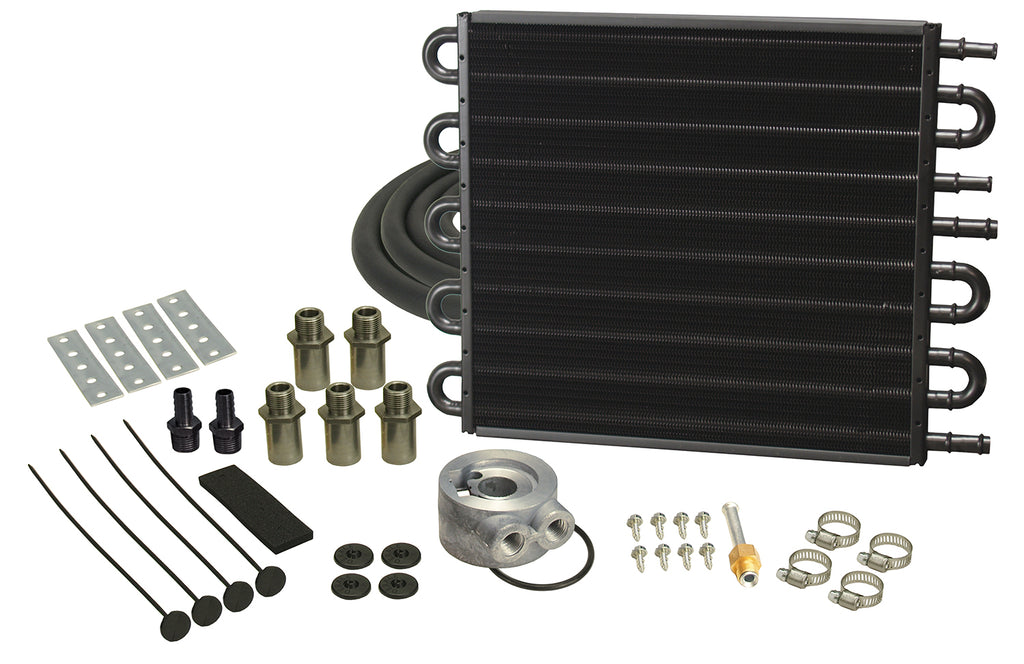 Derale 15902 4 & 6 Pass Dual Circuit Tube&Fin Cooler, 11/32" & 1/2" Barb