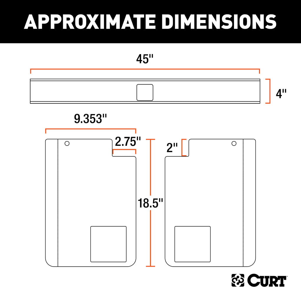 CURT 15902 Universal Weld-On Trailer Hitch, 2" Receiver (18" to 43" Frames, 11-1/2" Drop)