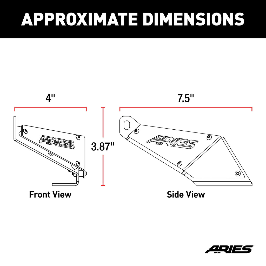 ARIES 15912 Jeep JK Hood Light Mounting Brackets for Select Jeep Wrangler
