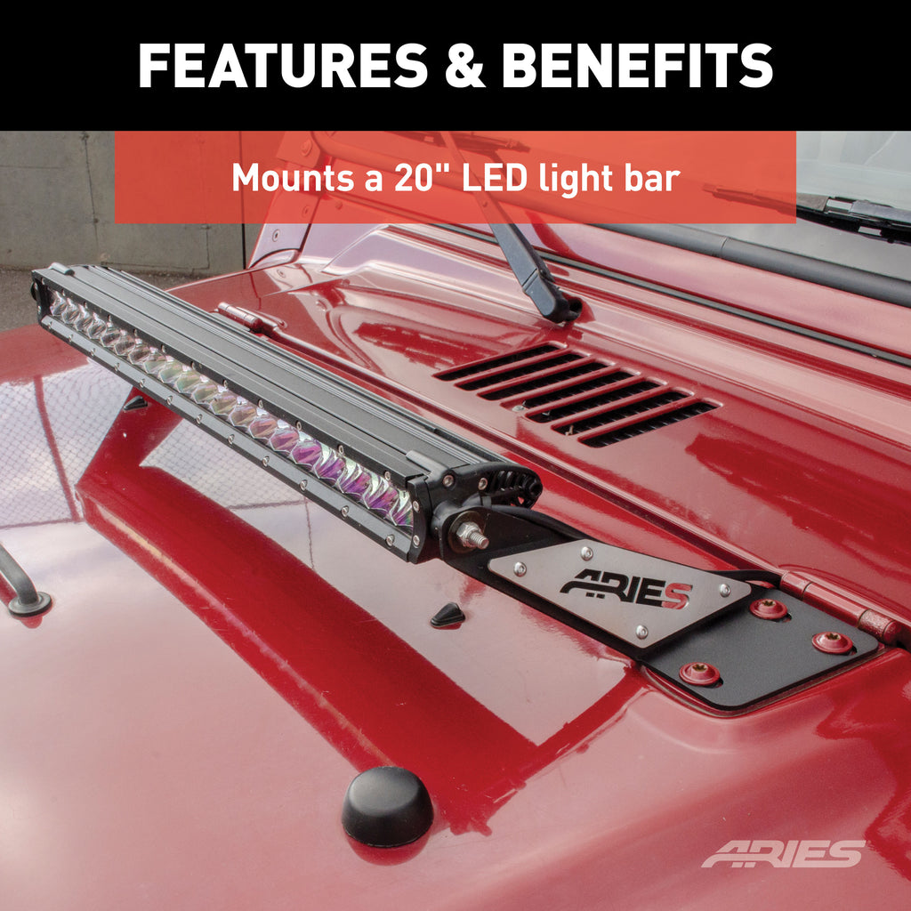ARIES 15913 Jeep TJ Hood Light Mounting Brackets for Select Jeep Wrangler