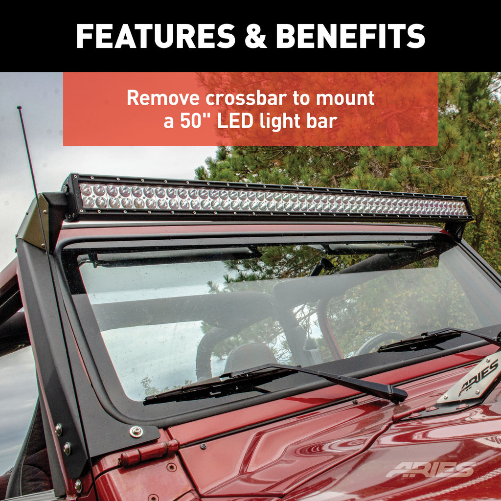 ARIES 15916 Jeep TJ Roof Light Mounting Brackets & Crossbar for Select Jeep Wrangler