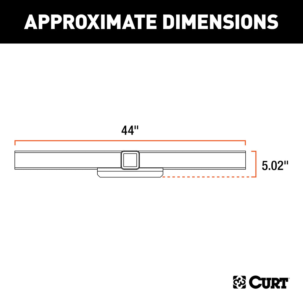 CURT 15921 44" Universal Weld-On Hitch Center Section, 2-1/2" Receiver (No Side Plates)