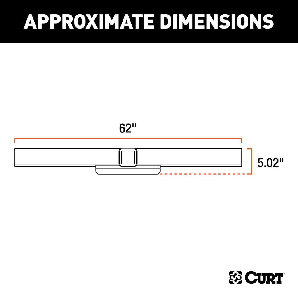 CURT 15922 62" Universal Weld-On Hitch Center Section, 2-1/2" Receiver (No Side Plates)