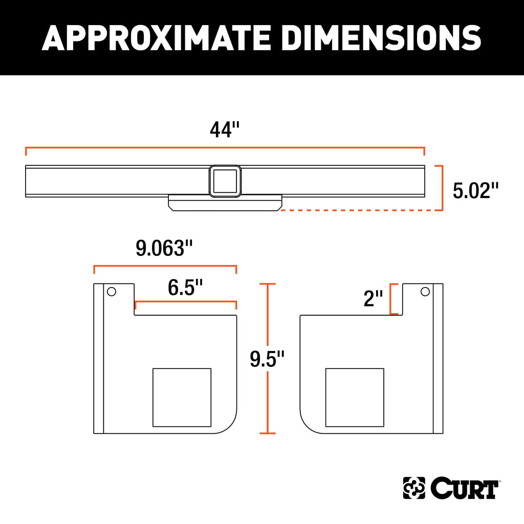 CURT 15923 Universal Weld-On Trailer Hitch, 2-1/2" Receiver (Up to 44" Frames, 9" Drop)