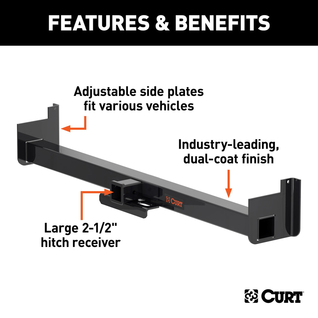 CURT 15925 Universal Weld-On Trailer Hitch, 2-1/2" Receiver (Up to 62" Frames, 9" Drop)